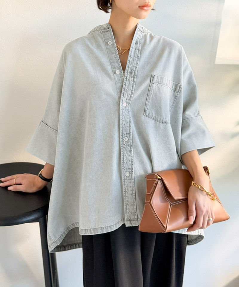 【Classical Evon】 デニムシャツ レディース 大きいサイズ シャツ おしゃれ トップス ブラウス 羽織り | classicalelf | 04