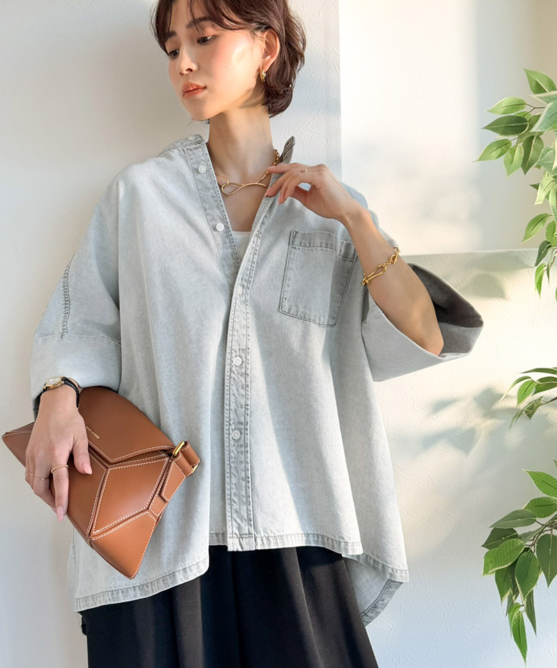 【Classical Evon】 デニムシャツ レディース 大きいサイズ シャツ おしゃれ トップス ブラウス 羽織り | classicalelf | 05