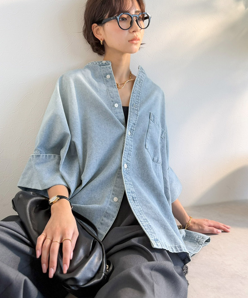 【Classical Evon】 デニムシャツ レディース 大きいサイズ シャツ おしゃれ トップス ブラウス 羽織り | classicalelf | 10