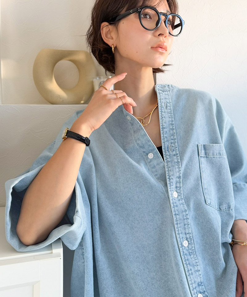 【Classical Evon】 デニムシャツ レディース 大きいサイズ シャツ おしゃれ トップス ブラウス 羽織り | classicalelf | 11