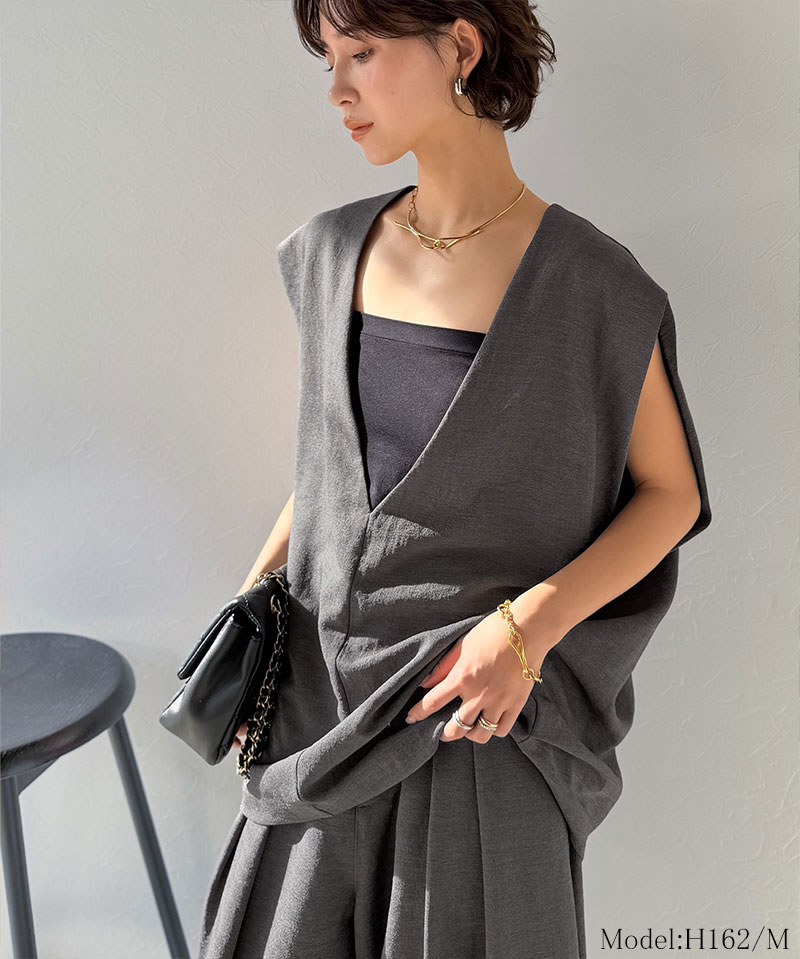 【Classical Evon】 【セットアップ可能 】 ベスト レディース おしゃれ トップス シンプル リネン タッチ Vネック 羽織り レイヤードコーデ | classicalelf | 07