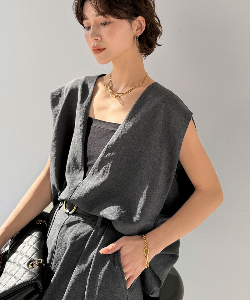 【Classical Evon】 【セットアップ可能 】 ベスト レディース おしゃれ トップス シンプル リネン タッチ Vネック 羽織り レイヤードコーデ | classicalelf | 11