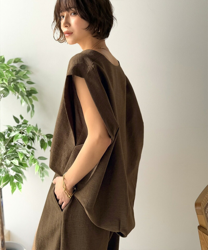 【Classical Evon】 【セットアップ可能 】 ベスト レディース おしゃれ トップス シンプル リネン タッチ Vネック 羽織り レイヤードコーデ | classicalelf | 13