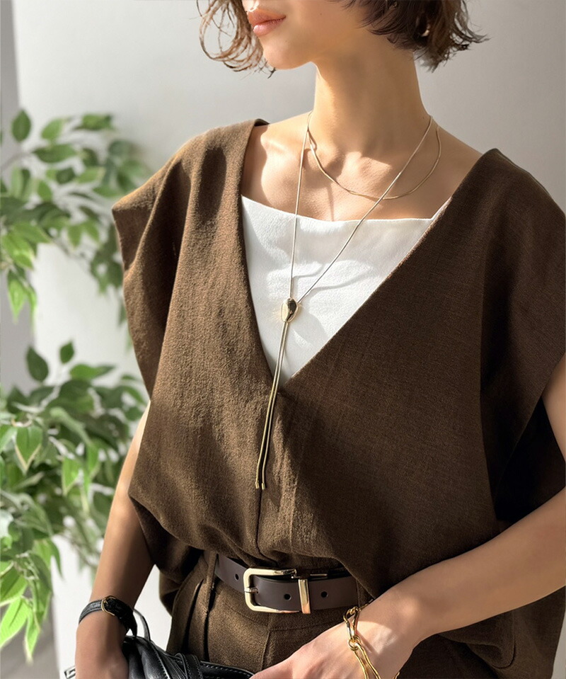 【Classical Evon】 【セットアップ可能 】 ベスト レディース おしゃれ トップス シンプル リネン タッチ Vネック 羽織り レイヤードコーデ | classicalelf | 15