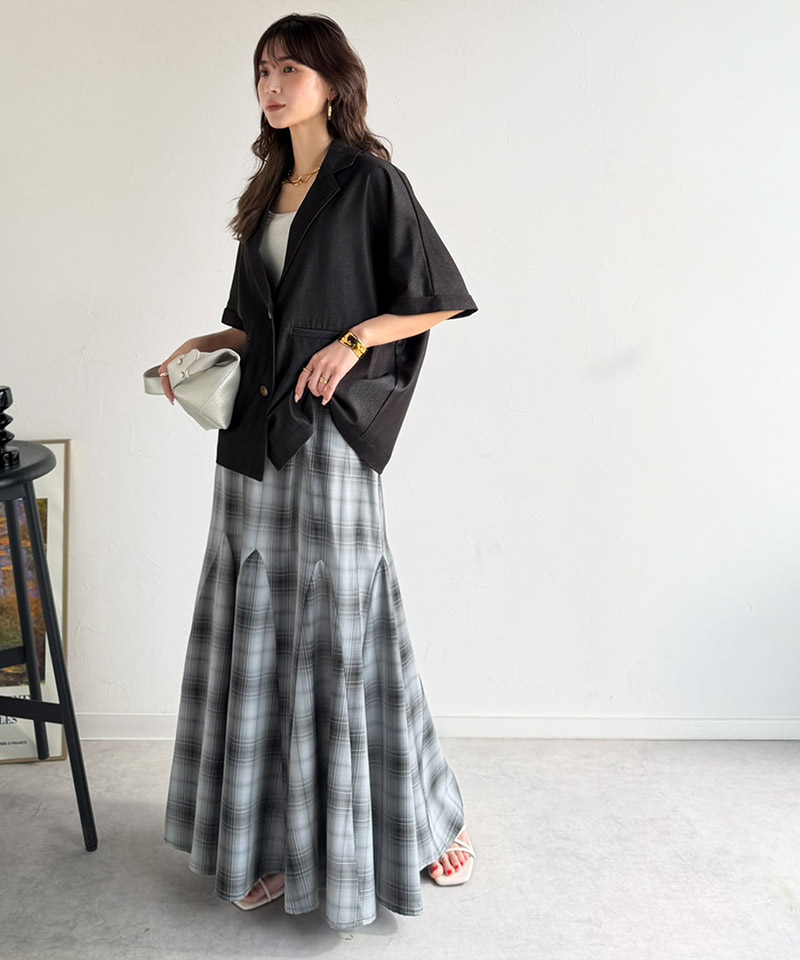 【Classical Evon】 スカート ロング マキシ丈 ボトムス レディース オンブレチェック マーメイドスカート フレアスカート カジュアル エレガント | classicalelf | 08