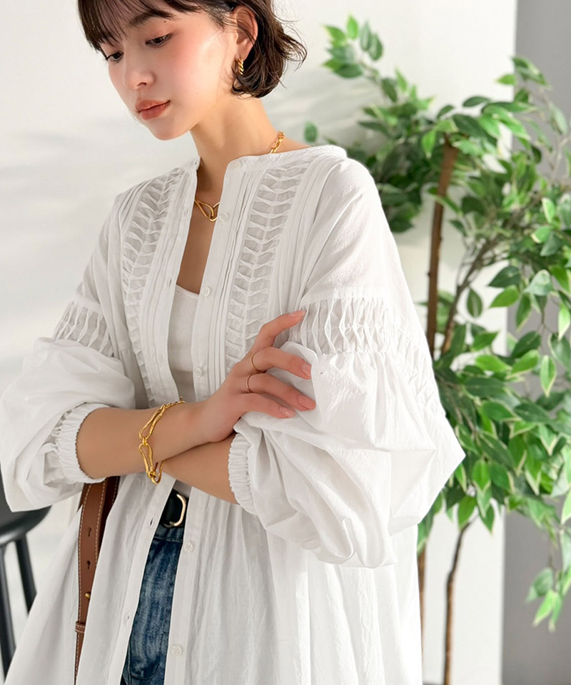 【Classical Evon】ブラウス 長袖 レディース きれいめ トップス 変形ピンタック チュニック ナチュラル | classicalelf | 05