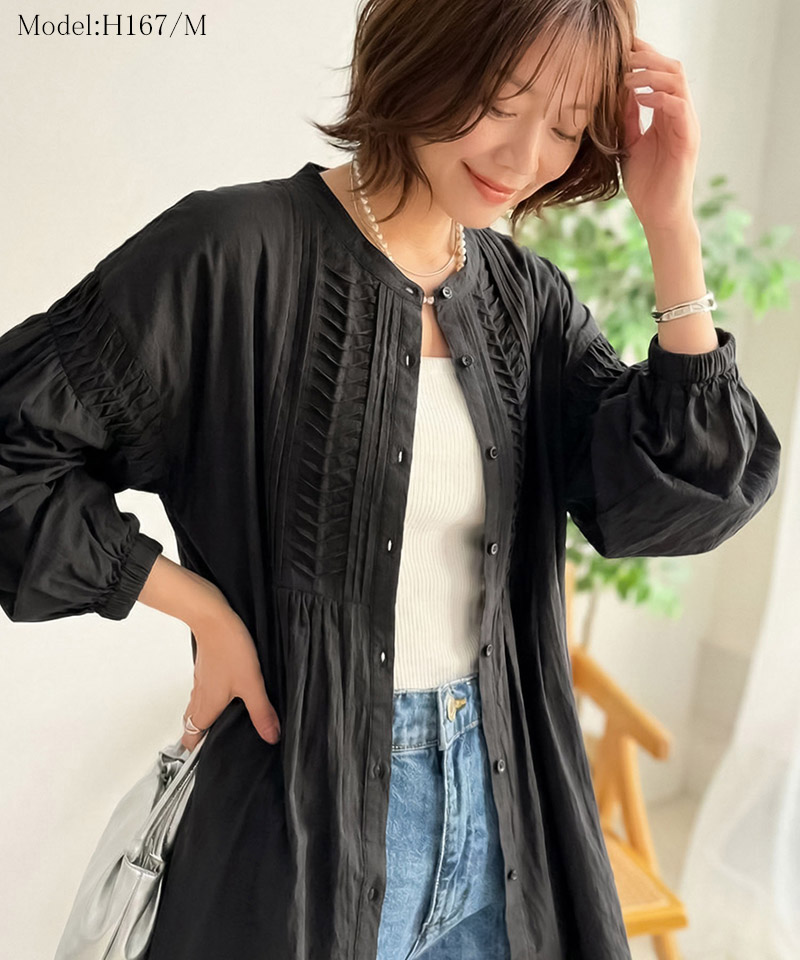 【Classical Evon】ブラウス 長袖 レディース きれいめ トップス 変形ピンタック チュニック ナチュラル | classicalelf | 07