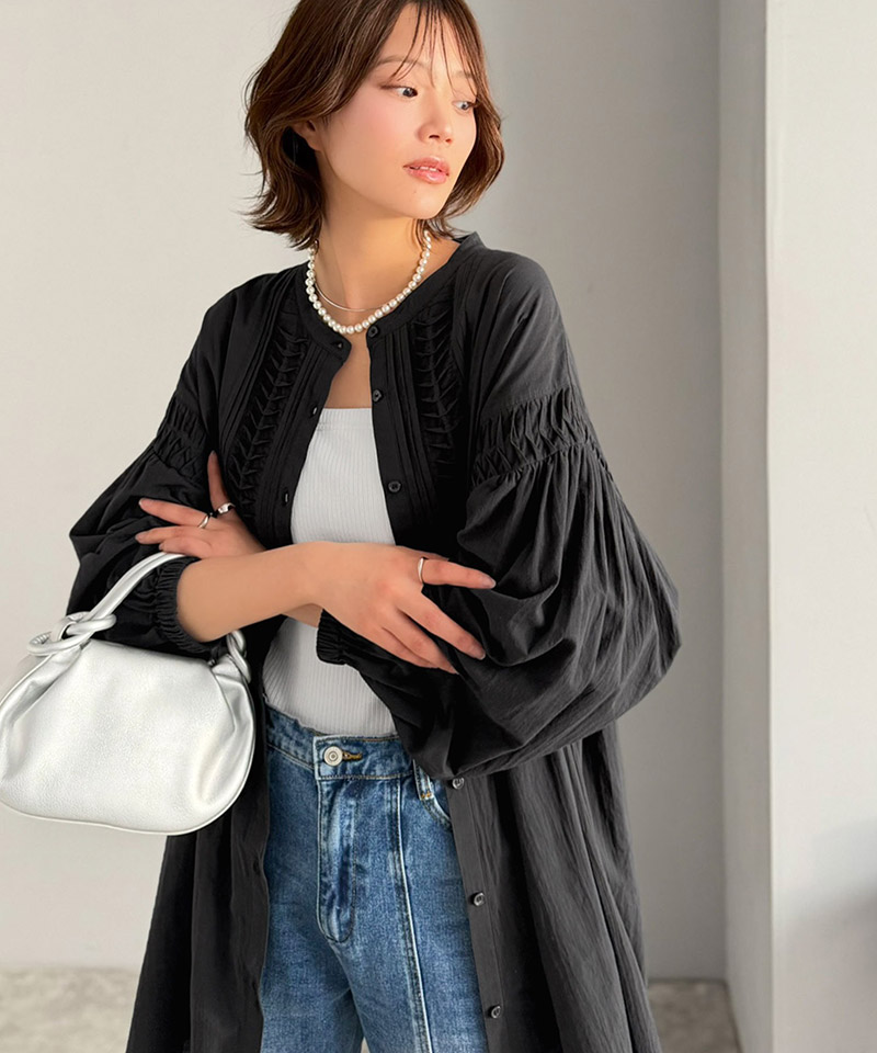 【Classical Evon】ブラウス 長袖 レディース きれいめ トップス 変形ピンタック チュニック ナチュラル | classicalelf | 08