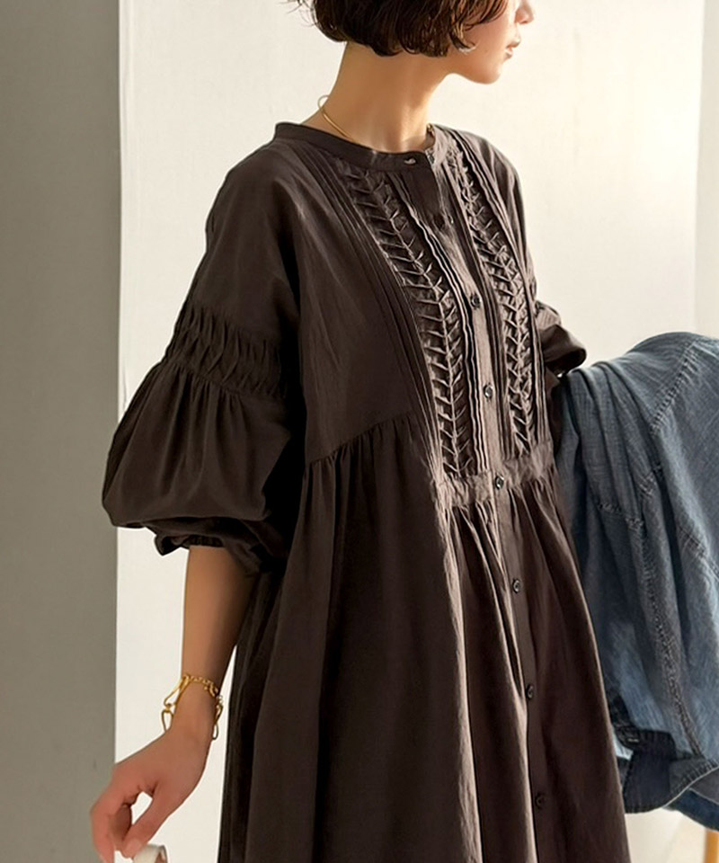 【Classical Evon】ブラウス 長袖 レディース きれいめ トップス 変形ピンタック チュニック ナチュラル | classicalelf | 15