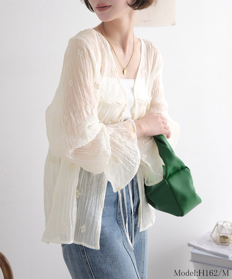 【Classical Evon】前後2WAY フラワー刺繍シアー楊柳ブラウス Classical Evon クラシカルエルフ ev1240127 | classicalelf | 03