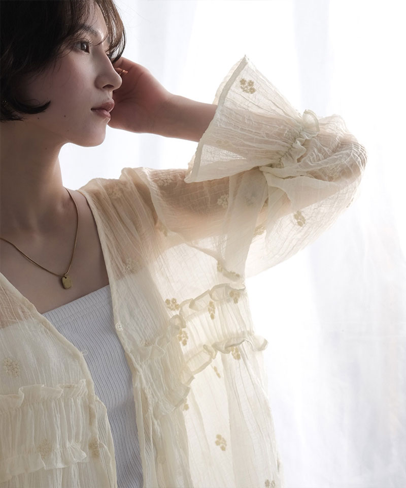 【Classical Evon】前後2WAY フラワー刺繍シアー楊柳ブラウス Classical Evon クラシカルエルフ ev1240127 | classicalelf | 04
