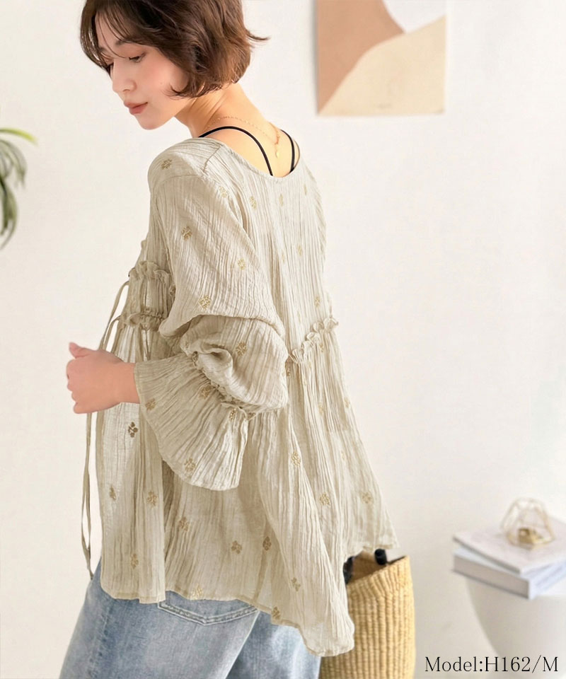 【Classical Evon】前後2WAY フラワー刺繍シアー楊柳ブラウス Classical Evon クラシカルエルフ ev1240127 | classicalelf | 11