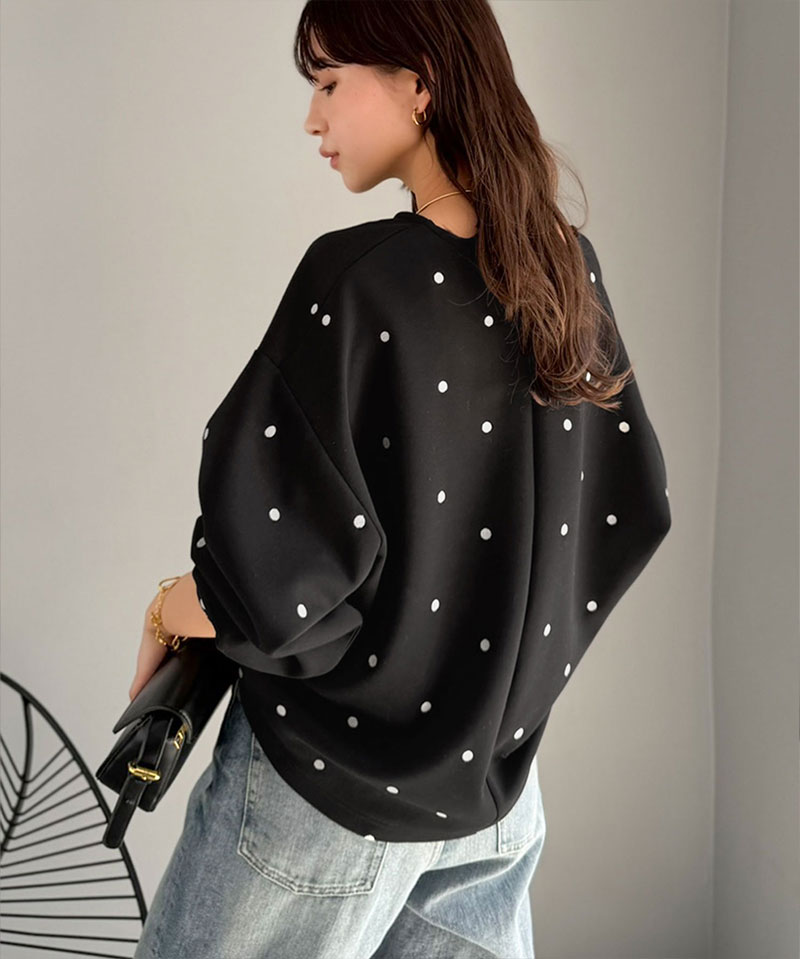 【Classical Evon】 ロンt レディース きれいめ トップス Tシャツ ドット 刺繍 袖 ぽわん キーネック 長袖 プルオーバー 大きいサイズ 春 夏 | classicalelf | 06