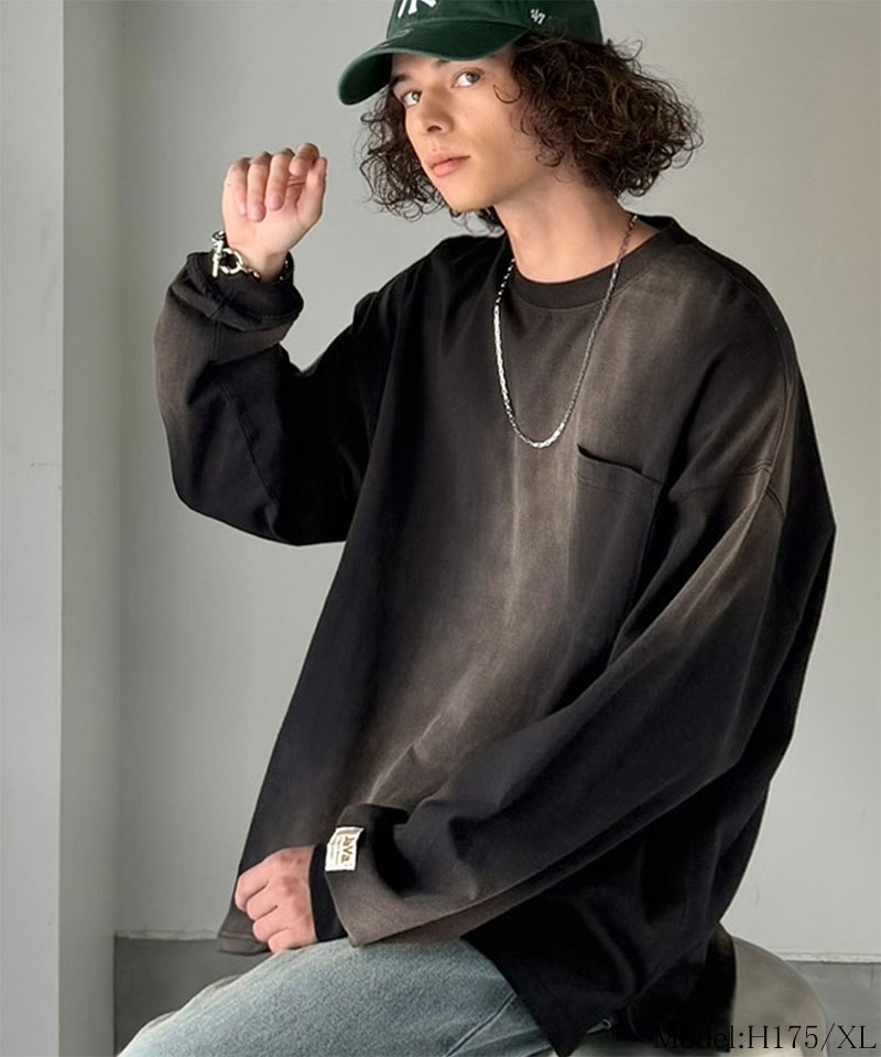 《 java ジャバコラボ》 長袖 tシャツ メンズ 綿100 トップス スプレーダイ ゆるっと オーバーサイズ 長袖 男女兼用 ユニセックス レディース | classicalelf | 02