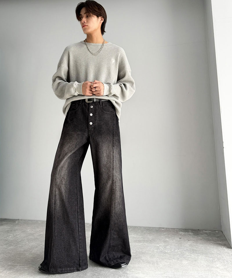 《java ジャバコラボ》 フレアデニム メンズ ボトムス パンツ メンズ フライボタン ヴィンテージ加工 ライン切り替え ヴィンテージデニム 主役級デニム | classicalelf | 08