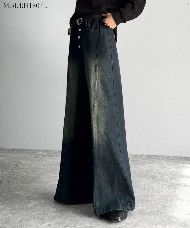 《java ジャバコラボ》 フレアデニム メンズ ボトムス パンツ メンズ フライボタン ヴィンテージ加工 ライン切り替え ヴィンテージデニム 主役級デニム | classicalelf | 09