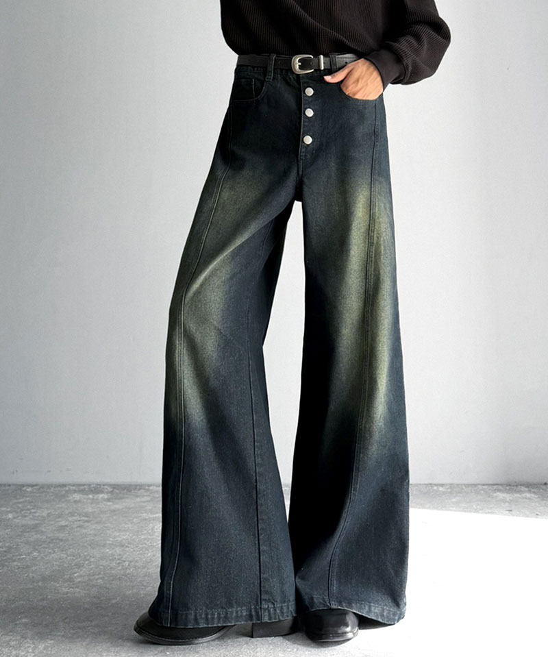 《java ジャバコラボ》 フレアデニム メンズ ボトムス パンツ メンズ フライボタン ヴィンテージ加工 ライン切り替え ヴィンテージデニム 主役級デニム | classicalelf | 10