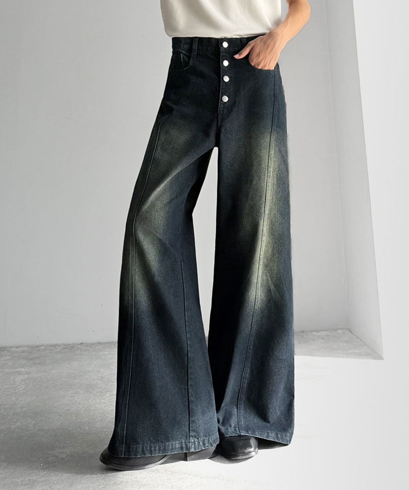 《java ジャバコラボ》 フレアデニム メンズ ボトムス パンツ メンズ フライボタン ヴィンテージ加工 ライン切り替え ヴィンテージデニム 主役級デニム | classicalelf | 12