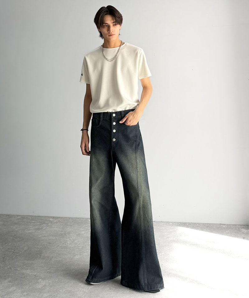 《java ジャバコラボ》 フレアデニム メンズ ボトムス パンツ メンズ フライボタン ヴィンテージ加工 ライン切り替え ヴィンテージデニム 主役級デニム | classicalelf | 13