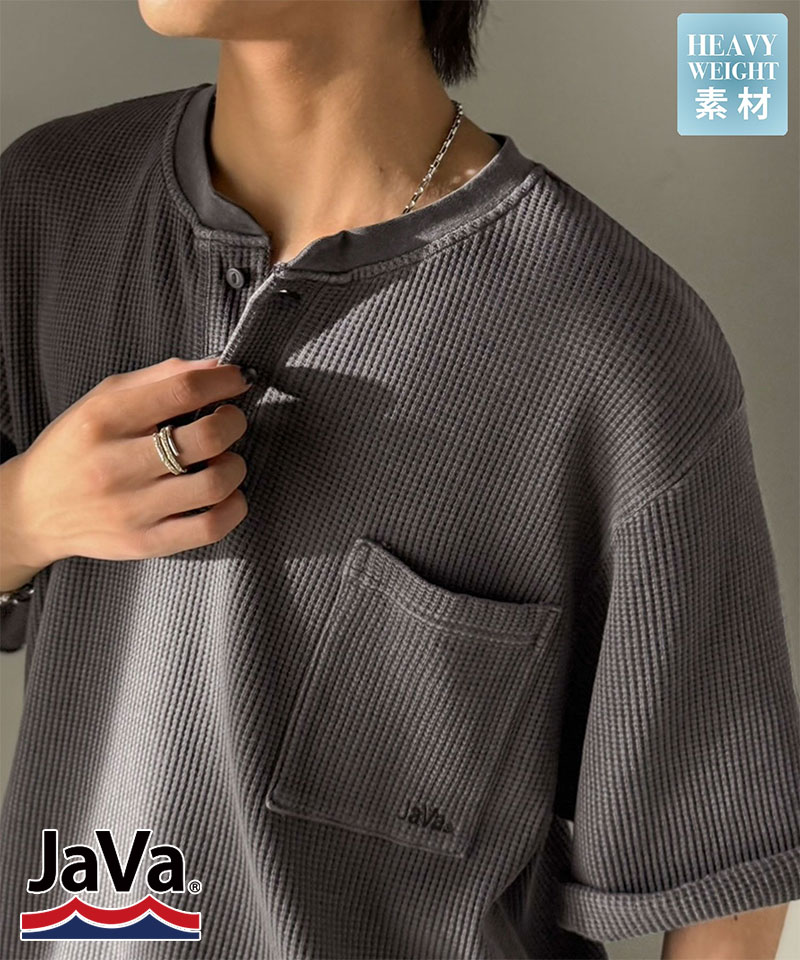 《JaVaジャバコラボ》ワッフル ピグメント加工 胸ポケット付きTシャツClassical Elf Java クラシカルエルフ jo0780022 | classicalelf