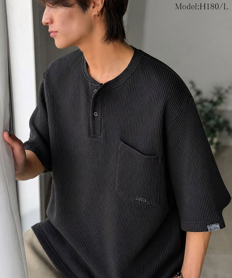 《JaVaジャバコラボ》ワッフル ピグメント加工 胸ポケット付きTシャツClassical Elf Java クラシカルエルフ jo0780022 | classicalelf | 03