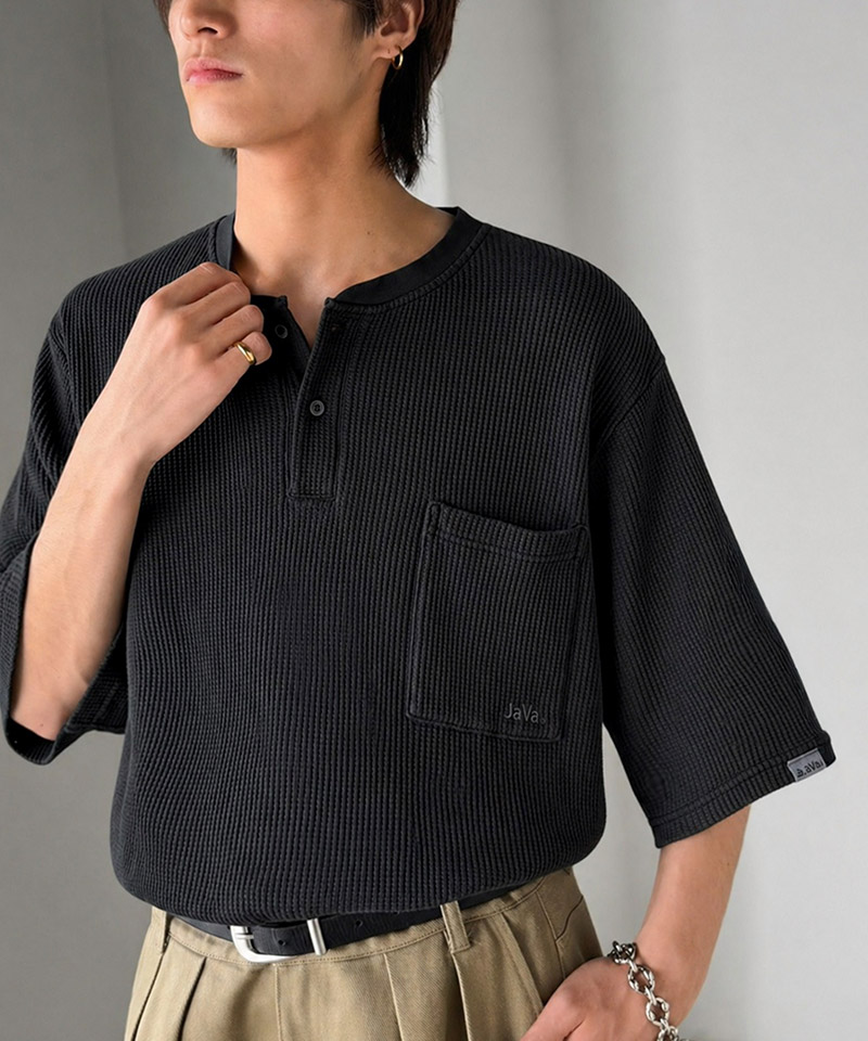 《JaVaジャバコラボ》ワッフル ピグメント加工 胸ポケット付きTシャツClassical Elf Java クラシカルエルフ jo0780022 | classicalelf | 04