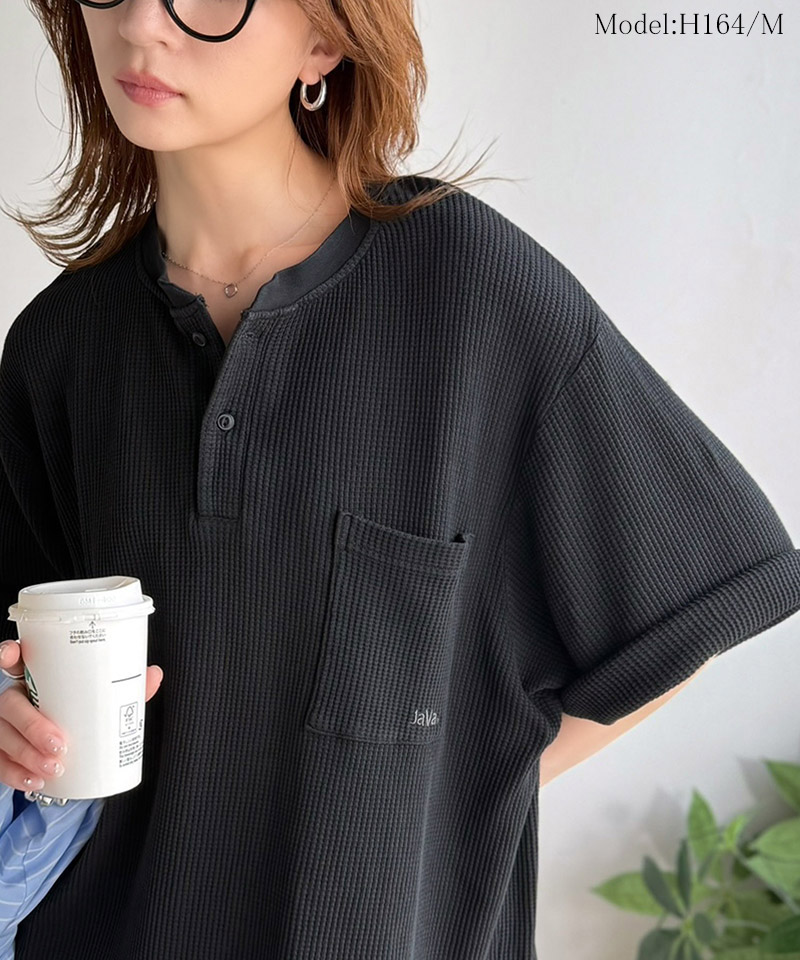 《JaVaジャバコラボ》ワッフル ピグメント加工 胸ポケット付きTシャツClassical Elf Java クラシカルエルフ jo0780022 | classicalelf | 06