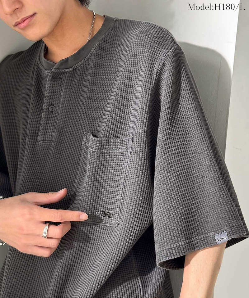 《JaVaジャバコラボ》ワッフル ピグメント加工 胸ポケット付きTシャツClassical Elf Java クラシカルエルフ jo0780022 | classicalelf | 08