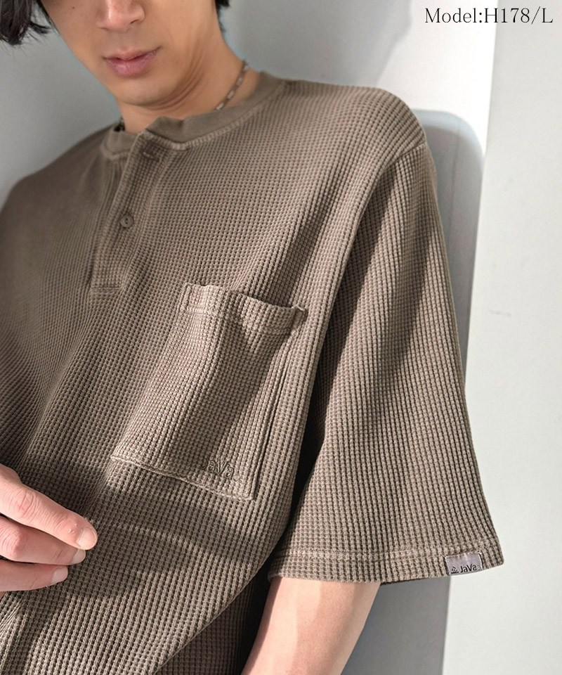 《JaVaジャバコラボ》ワッフル ピグメント加工 胸ポケット付きTシャツClassical Elf Java クラシカルエルフ jo0780022 | classicalelf | 15