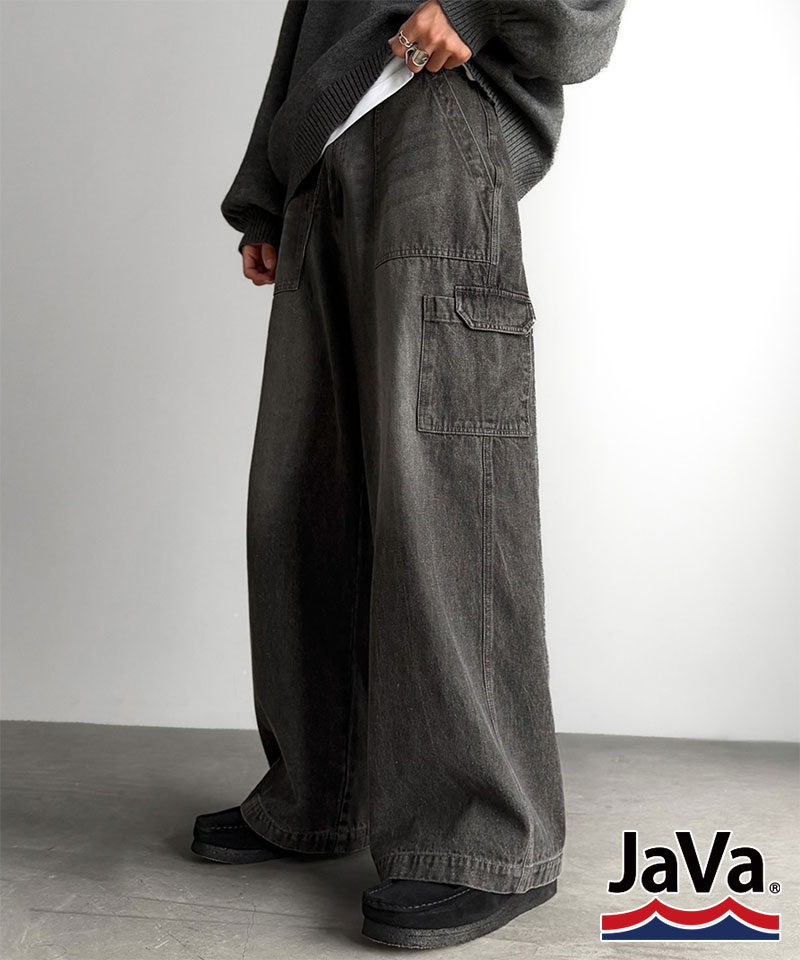 《JaVaジャバコラボ》配色ステッチヴィンテージ加工ベイカーデニムパンツ JaVa クラシカルエルフ jo0780025 | classicalelf