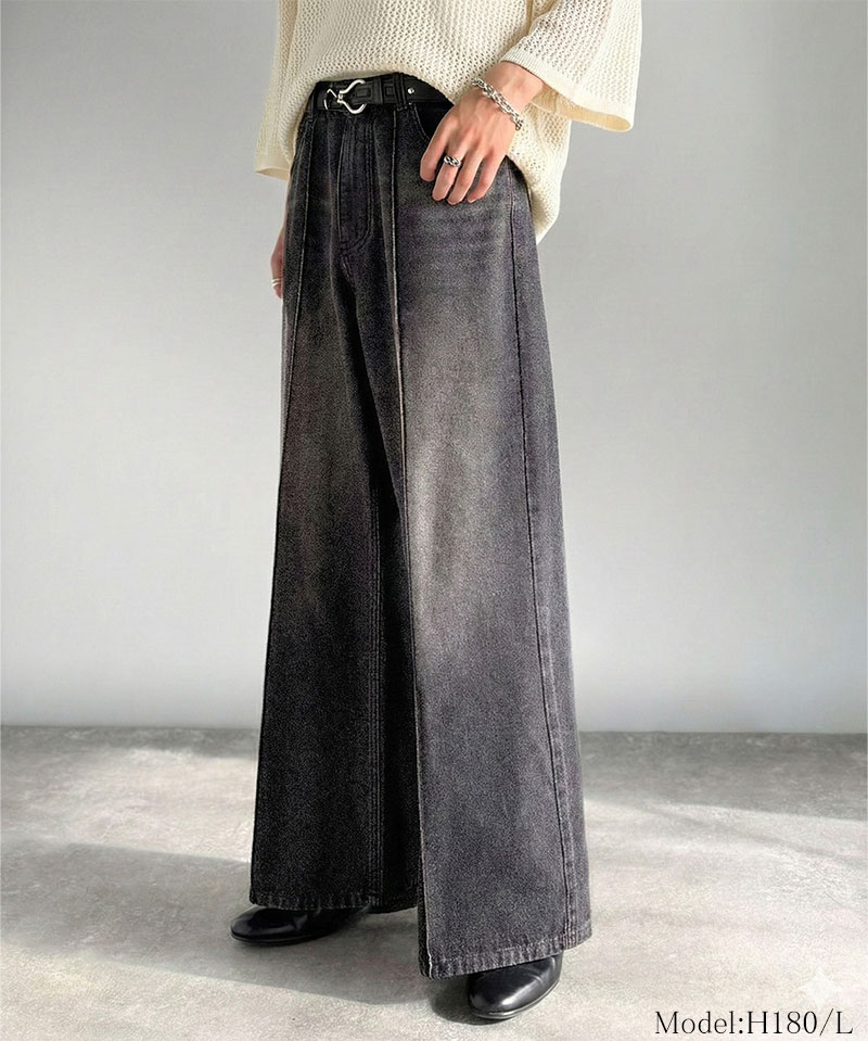 《java ジャバコラボ》 ボトムス メンズ パンツ ほどよい ルーズ感 ヴィンテージ 加工 ピンタック 入り フレアデニム 大きいサイズ 春 夏 2026ss | classicalelf | 02