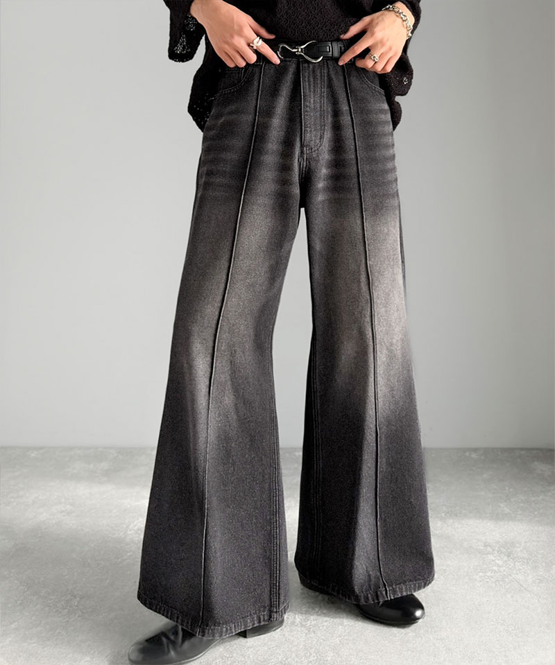 《java ジャバコラボ》 ボトムス メンズ パンツ ほどよい ルーズ感 ヴィンテージ 加工 ピンタック 入り フレアデニム 大きいサイズ 春 夏 2026ss | classicalelf | 07