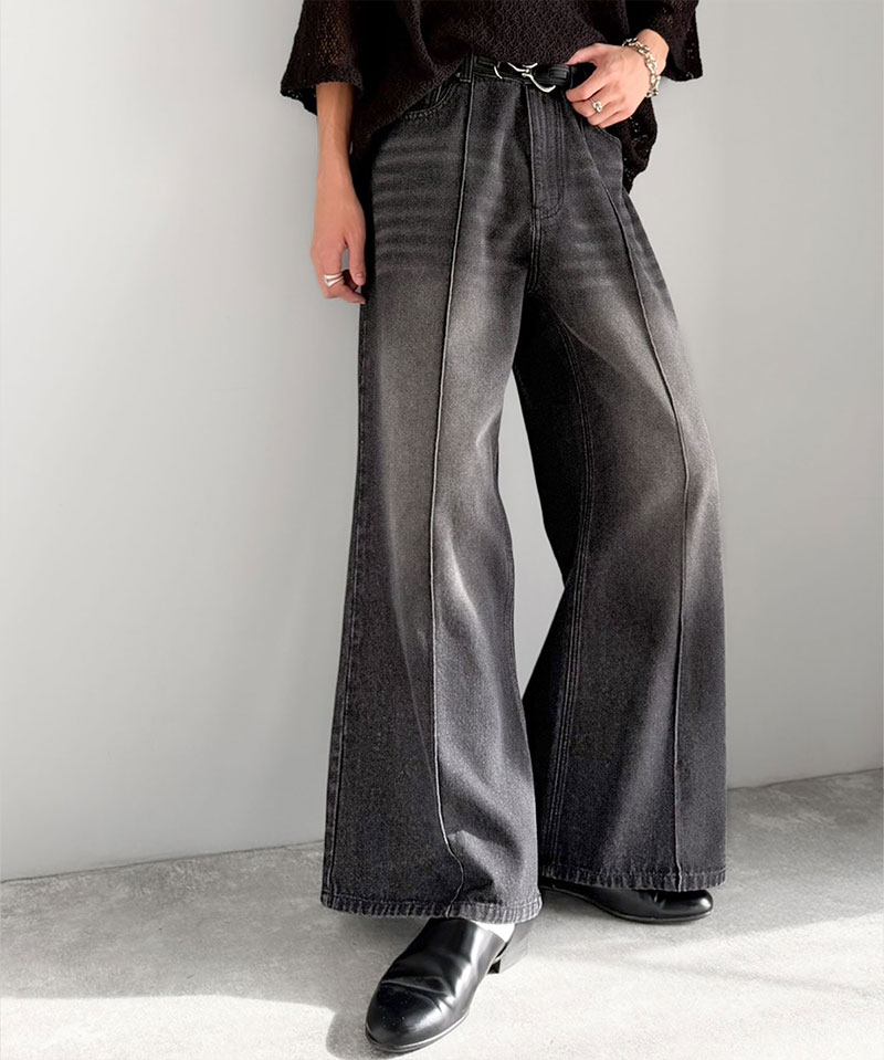 《java ジャバコラボ》 ボトムス メンズ パンツ ほどよい ルーズ感 ヴィンテージ 加工 ピンタック 入り フレアデニム 大きいサイズ 春 夏 2026ss | classicalelf | 09