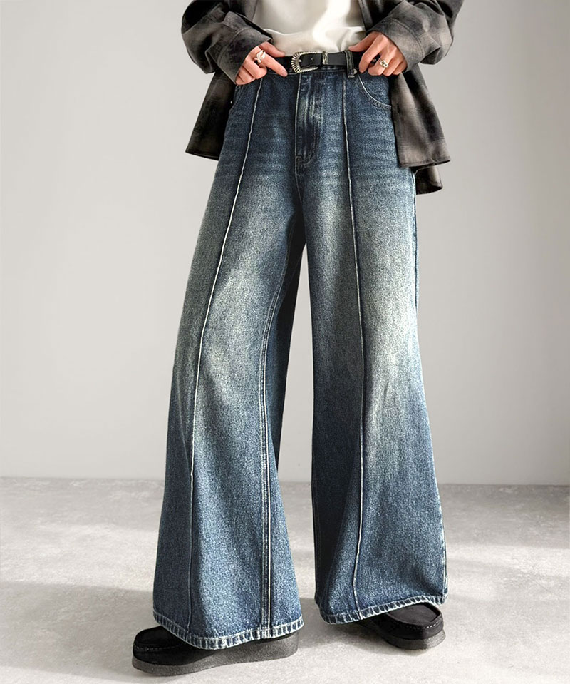 《java ジャバコラボ》 ボトムス メンズ パンツ ほどよい ルーズ感 ヴィンテージ 加工 ピンタック 入り フレアデニム 大きいサイズ 春 夏 2026ss | classicalelf | 14