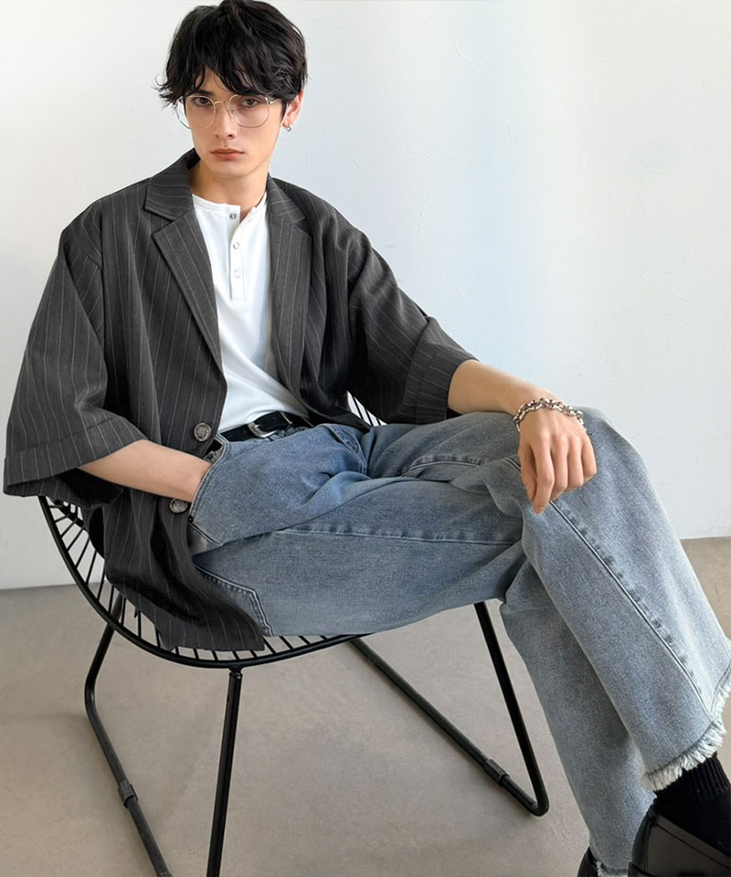 《 java ジャバコラボ 》アウター ジャケット メンズ アンティーク釦 使い ストライプ柄 ヘリンボン生地 大きいサイズ 春 夏 2026ss クラシカルエルフ | classicalelf | 05