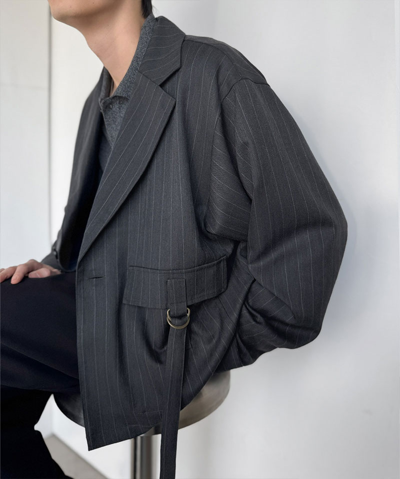 《java ジャバコラボ》 メンズ ジャケット 春夏 アウター メンズ シャツ感覚 ショート丈 ポケット デザイン テーラード ヘリンボーン 柄 ストライプ | classicalelf | 13