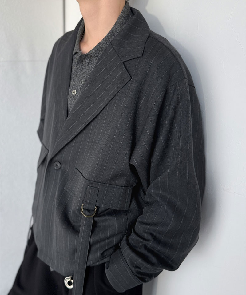 《java ジャバコラボ》 メンズ ジャケット 春夏 アウター メンズ シャツ感覚 ショート丈 ポケット デザイン テーラード ヘリンボーン 柄 ストライプ | classicalelf | 15