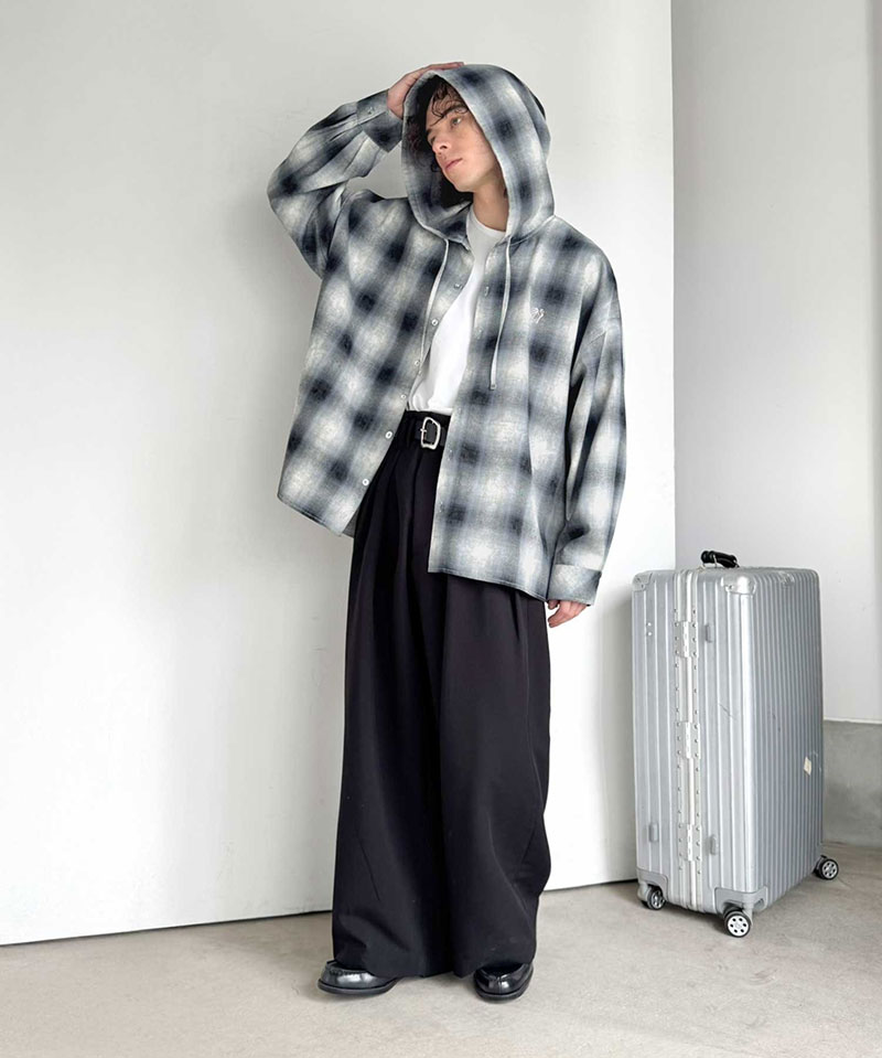 《java ジャバコラボ》 シャツ パーカー トップス メンズ フード ヴィンテージ風 チェック柄 羽織り チェックシャツ フード付き 胸刺繍 シャツアウター | classicalelf | 11