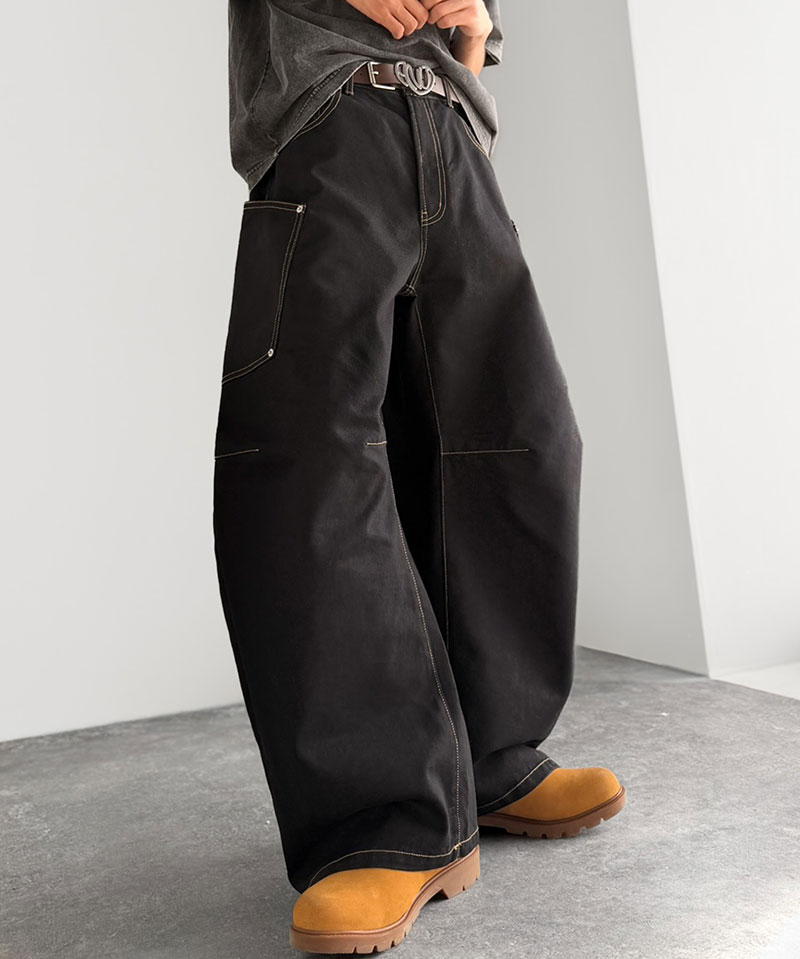 《java ジャバコラボ》 ゆったり デニムパンツ メンズ ワイド ボトムス パンツ カーブパンツ デニム バルーンパンツ トレンド感 カジュアル 10.5ozデニム | classicalelf | 05