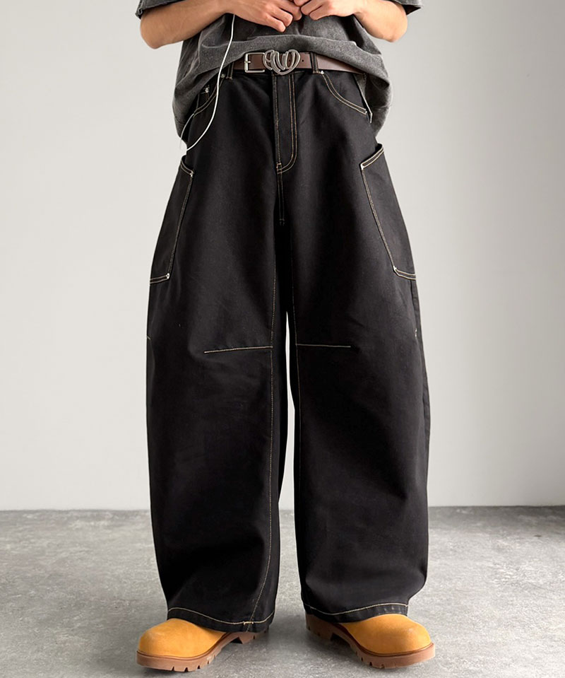 《java ジャバコラボ》 ゆったり デニムパンツ メンズ ワイド ボトムス パンツ カーブパンツ デニム バルーンパンツ トレンド感 カジュアル 10.5ozデニム | classicalelf | 06