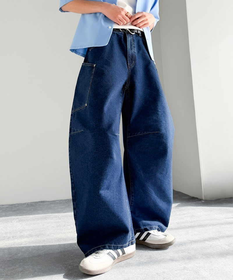 《java ジャバコラボ》 ゆったり デニムパンツ メンズ ワイド ボトムス パンツ カーブパンツ デニム バルーンパンツ トレンド感 カジュアル 10.5ozデニム | classicalelf | 12