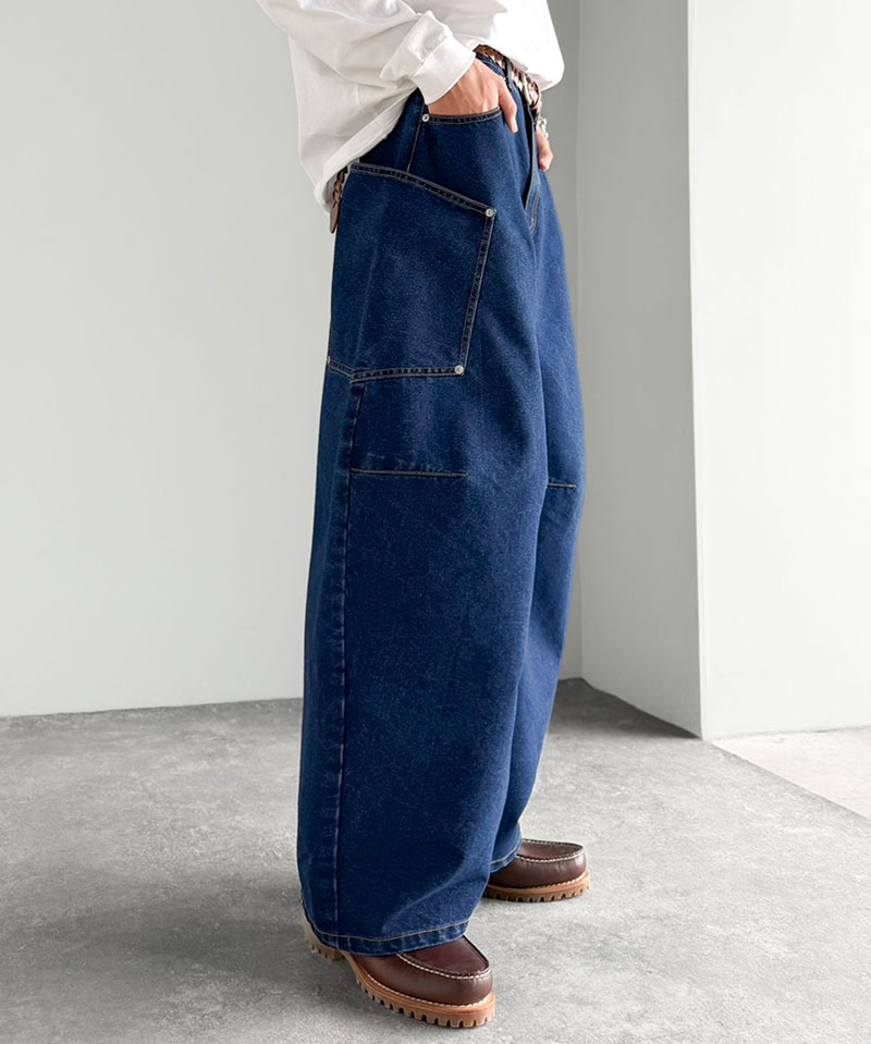 《java ジャバコラボ》 ゆったり デニムパンツ メンズ ワイド ボトムス パンツ カーブパンツ デニム バルーンパンツ トレンド感 カジュアル 10.5ozデニム | classicalelf | 14