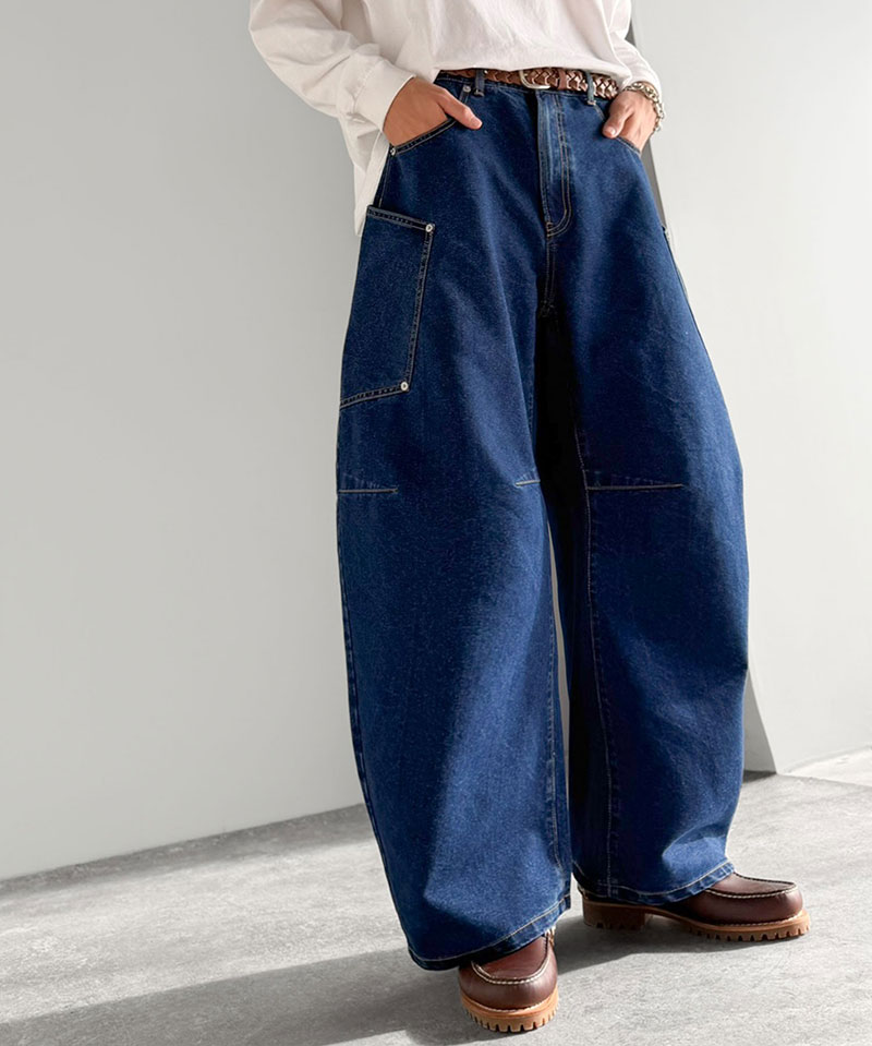 《java ジャバコラボ》 ゆったり デニムパンツ メンズ ワイド ボトムス パンツ カーブパンツ デニム バルーンパンツ トレンド感 カジュアル 10.5ozデニム | classicalelf | 15