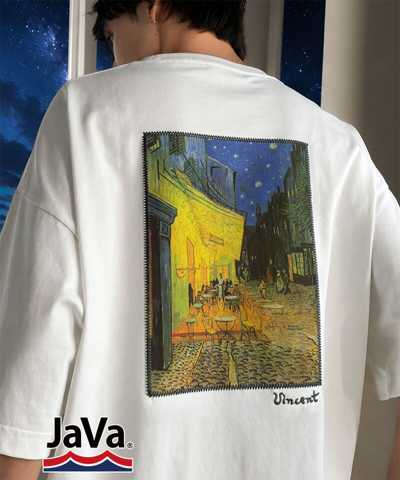 ステッチ刺繍MIXデザイン ゴッホ絵画Tシャツ【接触冷感・UVカット】Classical Elf Java クラシカルエルフ jo1150093 | classicalelf