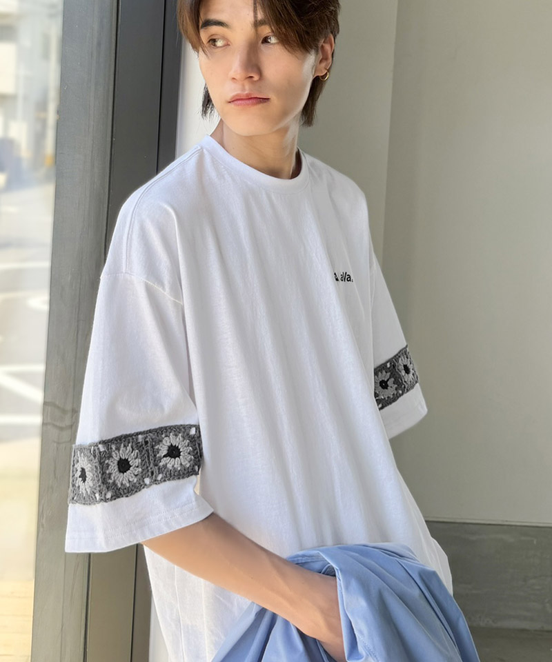 《JaVaジャバコラボ》袖先に遊びと清涼感を。袖クロシェ編み 配色切り替えデザインTシャツ JaVa クラシカルエルフ jo1150094 | classicalelf | 04