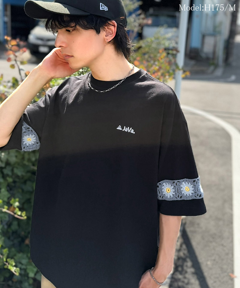 《JaVaジャバコラボ》袖先に遊びと清涼感を。袖クロシェ編み 配色切り替えデザインTシャツ JaVa クラシカルエルフ jo1150094 | classicalelf | 08