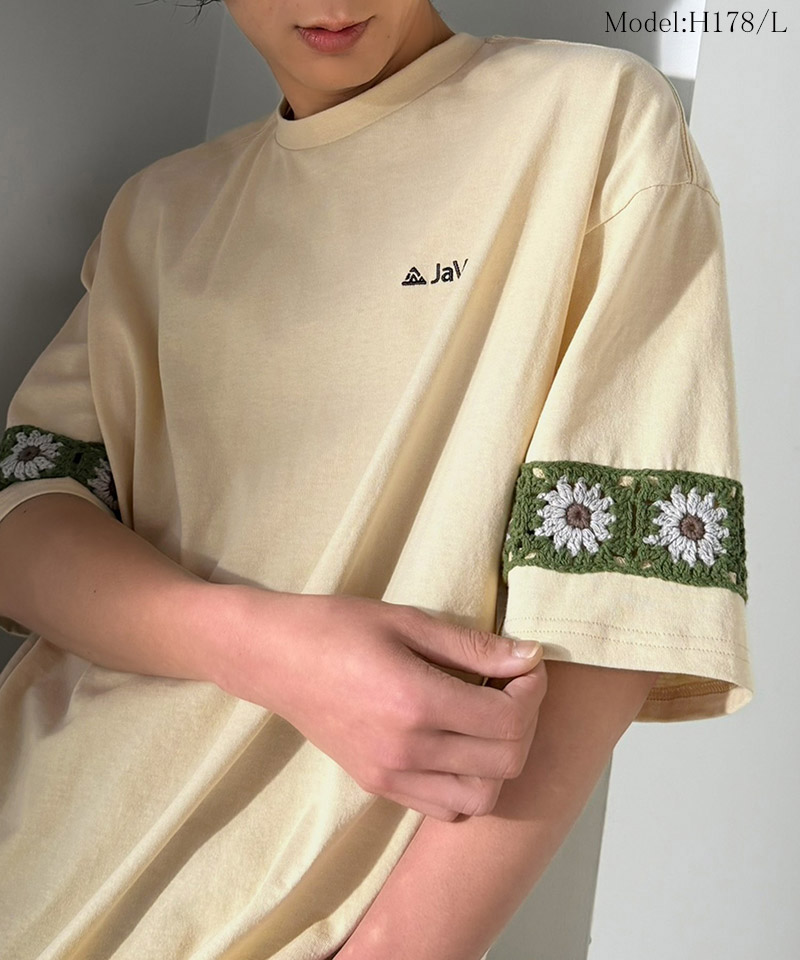 《JaVaジャバコラボ》袖先に遊びと清涼感を。袖クロシェ編み 配色切り替えデザインTシャツ JaVa クラシカルエルフ jo1150094 | classicalelf | 13