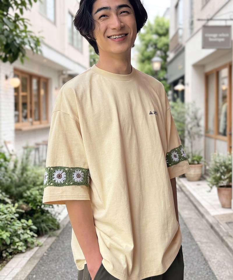 《JaVaジャバコラボ》袖先に遊びと清涼感を。袖クロシェ編み 配色切り替えデザインTシャツ JaVa クラシカルエルフ jo1150094 | classicalelf | 14