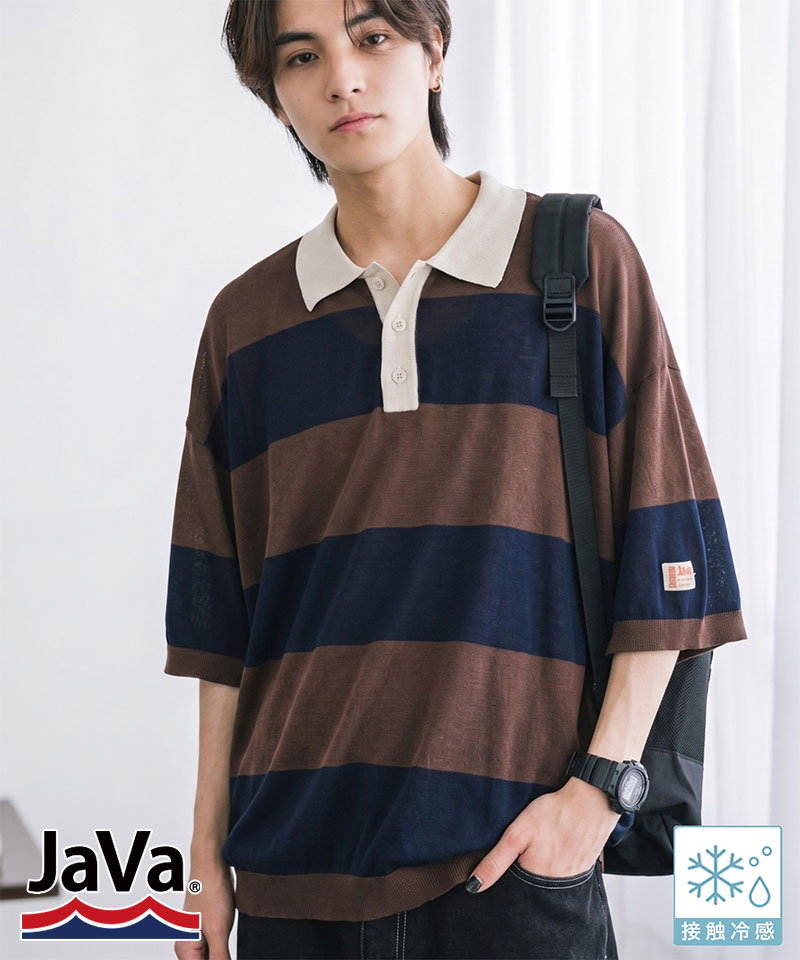 《JaVaジャバコラボ》【接触冷感】太ボーダーラガーポロシャツClassical Elf Java クラシカルエルフ jo1150095 | classicalelf