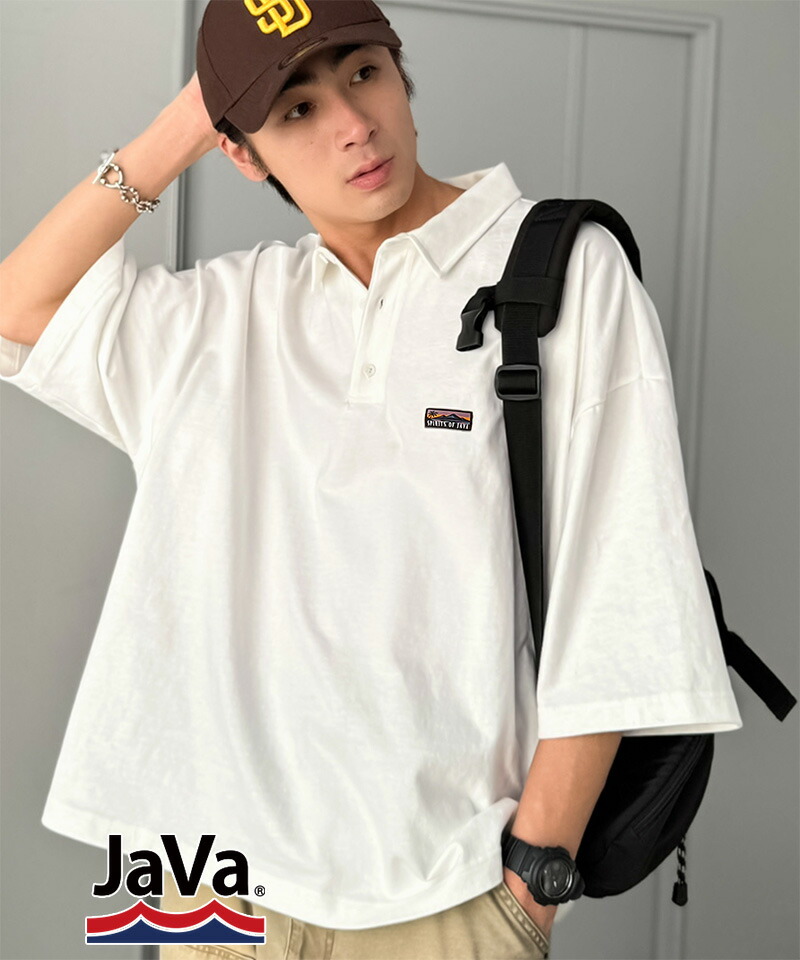 《 java ジャバコラボ 》トップス ポロシャツ メンズ ヘビロテ確定 綿100％ ヘビーウェイト 素材 スーパーワイド シルエット 衿 大きいサイズ 春 夏 | classicalelf